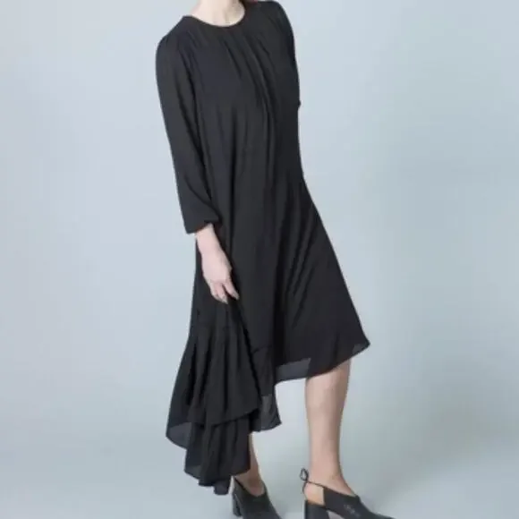 Solika White Asymmetrical Dahlia Dress Lagenlook Minimalist Size L - Picture 9 of 9